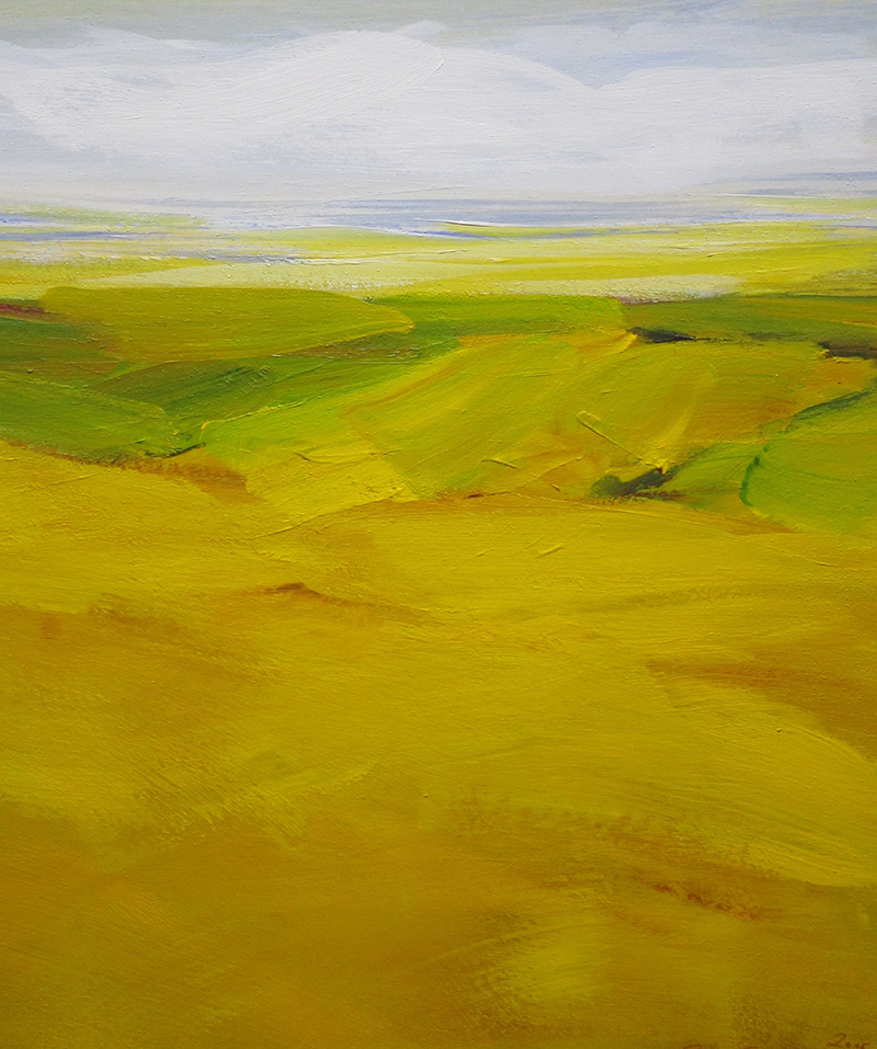 Felder im Sonnenblick, Nr.358, 2015;Acryl-Karton,;45 x 40 cm;640 - Galerie Wroblowski
